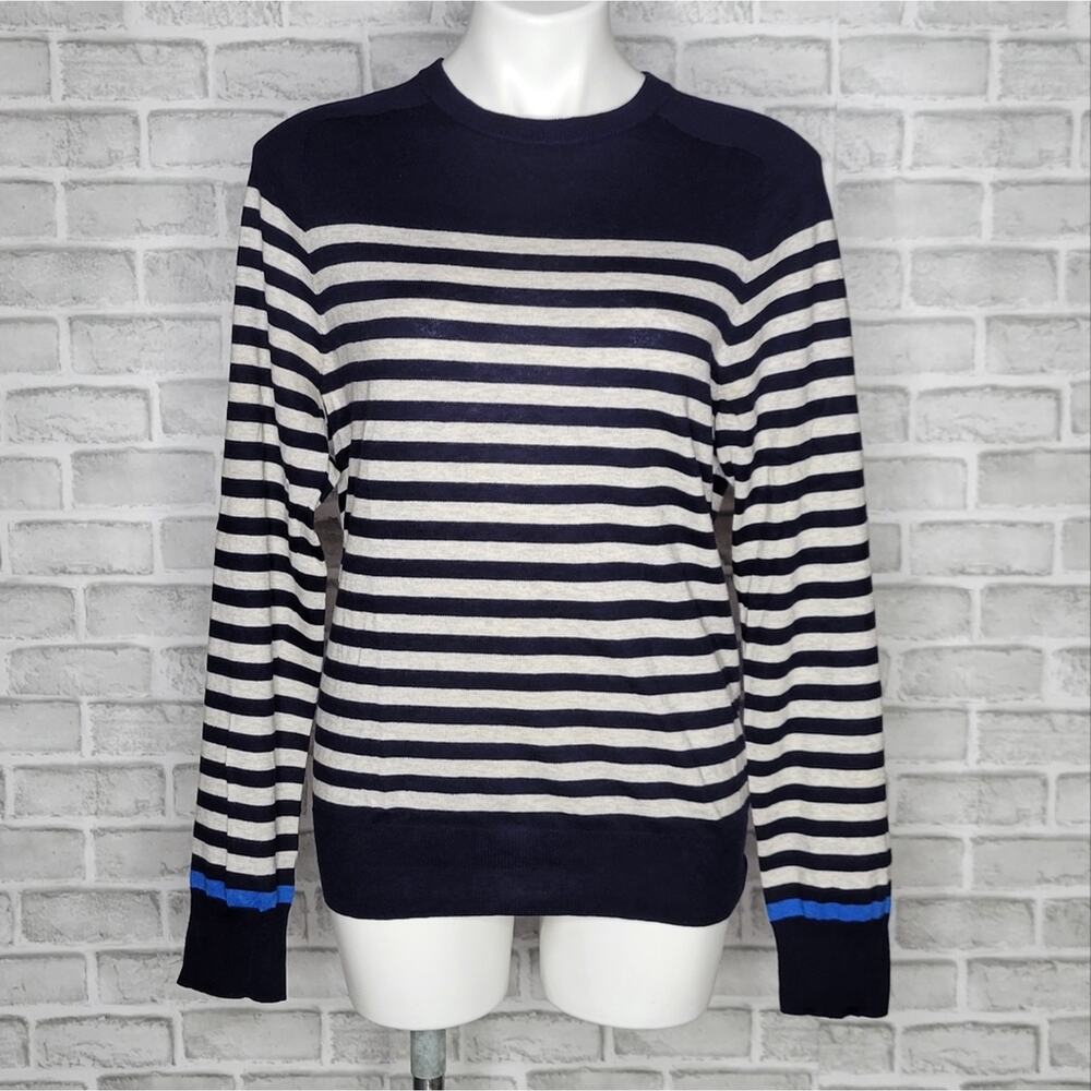 Club Monaco Blue and White Nautical Vibes Striped Sweater, size XS
